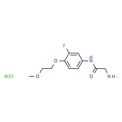 ChemSpider 2D Image | N-[3-Fluoro-4-(2-methoxyethoxy)phenyl]glycinamide hydrochloride (1:1) | C11H16ClFN2O3