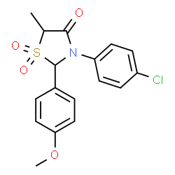 ChemSpider 2D Image | 3-(4-Chlorophenyl)-2-(4-methoxyphenyl)-5-methyl-1,3-thiazolidin-4-one 1,1-dioxide | C17H16ClNO4S