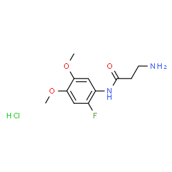 ChemSpider 2D Image | N-(2-Fluoro-4,5-dimethoxyphenyl)-beta-alaninamide hydrochloride (1:1) | C11H16ClFN2O3