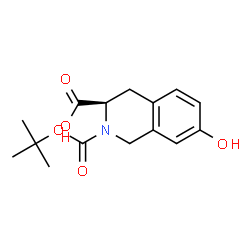 ChemSpider 2D Image | (3R)-7-Hydroxy-2-{[(2-methyl-2-propanyl)oxy]carbonyl}-1,2,3,4-tetrahydro-3-isoquinolinecarboxylic acid | C15H19NO5