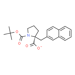 ChemSpider 2D Image | (2S)-1-{[(2-Methyl-2-propanyl)oxy]carbonyl}-2-(2-naphthylmethyl)-2-pyrrolidinecarboxylate | C21H24NO4