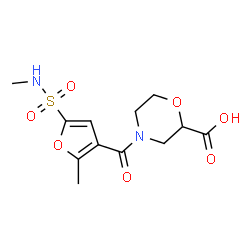 ChemSpider 2D Image | 4-[2-Methyl-5-(methylsulfamoyl)-3-furoyl]-2-morpholinecarboxylic acid | C12H16N2O7S