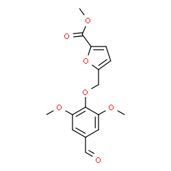 ChemSpider 2D Image | Methyl 5-[(4-formyl-2,6-dimethoxyphenoxy)methyl]-2-furoate | C16H16O7