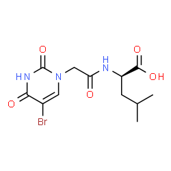 ChemSpider 2D Image | N-[(5-Bromo-2,4-dioxo-3,4-dihydro-1(2H)-pyrimidinyl)acetyl]-D-leucine | C12H16BrN3O5
