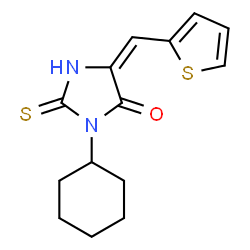 ChemSpider 2D Image | (5E)-3-Cyclohexyl-5-(2-thienylmethylene)-2-thioxo-4-imidazolidinone | C14H16N2OS2
