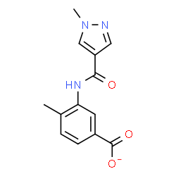 ChemSpider 2D Image | 4-Methyl-3-{[(1-methyl-1H-pyrazol-4-yl)carbonyl]amino}benzoate | C13H12N3O3