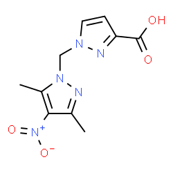 ChemSpider 2D Image | 1-[(3,5-dimethyl-4-nitropyrazol-1-yl)methyl]pyrazole-3-carboxylic acid | C10H11N5O4