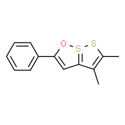ChemSpider 2D Image | 4,5-Dimethyl-2-phenyl-7lambda~4~-[1,2]dithiolo[1,5-b][1,2]oxathiole | C13H12OS2