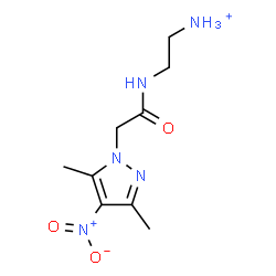 ChemSpider 2D Image | 2-{[(3,5-Dimethyl-4-nitro-1H-pyrazol-1-yl)acetyl]amino}ethanaminium | C9H16N5O3