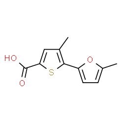 ChemSpider 2D Image | 4-Methyl-5-(5-methyl-2-furyl)-2-thiophenecarboxylic acid | C11H10O3S