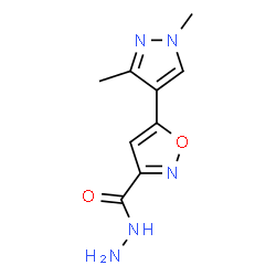 ChemSpider 2D Image | 5-(1,3-dimethylpyrazol-4-yl)-1,2-oxazole-3-carbohydrazide | C9H11N5O2
