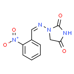 ChemSpider 2D Image | 1-[(Z)-(2-Nitrobenzylidene)amino]-2,4-imidazolidinedione | C10H8N4O4