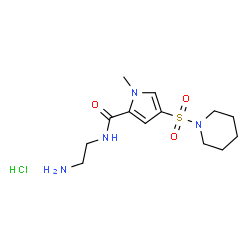 ChemSpider 2D Image | N-(2-Aminoethyl)-1-methyl-4-(1-piperidinylsulfonyl)-1H-pyrrole-2-carboxamide hydrochloride (1:1) | C13H23ClN4O3S