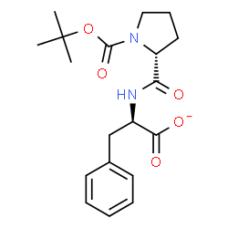 ChemSpider 2D Image | (2R)-2-[(1-{[(2-Methyl-2-propanyl)oxy]carbonyl}-D-prolyl)amino]-3-phenylpropanoate | C19H25N2O5