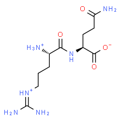 ChemSpider 2D Image | (2S)-5-Amino-2-({(2S)-2-ammonio-5-[(diaminomethylene)ammonio]pentanoyl}amino)-5-oxopentanoate | C11H23N6O4