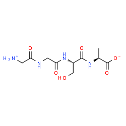ChemSpider 2D Image | N-(Ammonioacetyl)glycyl-N-[(1S)-1-carboxylatoethyl]-L-serinamide | C10H18N4O6