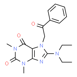 ChemSpider 2D Image | 8-(Diethylamino)-1,3-dimethyl-7-(2-oxo-2-phenylethyl)-3,7-dihydro-1H-purine-2,6-dione | C19H23N5O3
