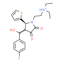 ChemSpider 2D Image | N,N-Diethyl-2-[(2S)-3-[(4-fluorophenyl)(hydroxy)methylene]-4,5-dioxo-2-(2-thienyl)-1-pyrrolidinyl]ethanaminium | C21H24FN2O3S