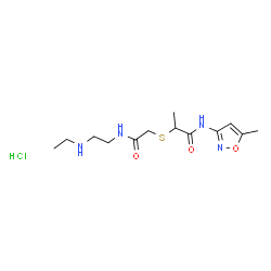 ChemSpider 2D Image | 2-[(2-{[2-(Ethylamino)ethyl]amino}-2-oxoethyl)sulfanyl]-N-(5-methyl-1,2-oxazol-3-yl)propanamide hydrochloride (1:1) | C13H23ClN4O3S