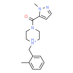 ChemSpider 2D Image | 1-(2-Methylbenzyl)-4-[(1-methyl-1H-pyrazol-5-yl)carbonyl]piperazin-1-ium | C17H23N4O