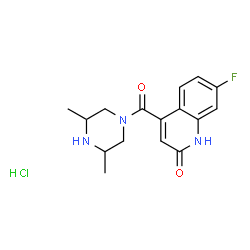 ChemSpider 2D Image | 4-[(3,5-Dimethyl-1-piperazinyl)carbonyl]-7-fluoro-2(1H)-quinolinone hydrochloride (1:1) | C16H19ClFN3O2
