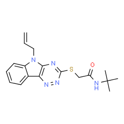 ChemSpider 2D Image | 2-[(5-Allyl-5H-[1,2,4]triazino[5,6-b]indol-3-yl)sulfanyl]-N-tert-butylacetamide | C18H21N5OS
