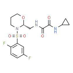 ChemSpider 2D Image | N-Cyclopropyl-N'-({(2R)-3-[(2,5-difluorophenyl)sulfonyl]-1,3-oxazinan-2-yl}methyl)ethanediamide | C16H19F2N3O5S