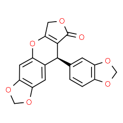 ChemSpider 2D Image | (9S)-9-(1,3-Benzodioxol-5-yl)-6,9-dihydro-8H-[1,3]dioxolo[4,5-g]furo[3,4-b]chromen-8-one | C19H12O7