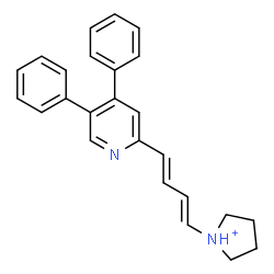 ChemSpider 2D Image | 1-[(1E,3E)-4-(4,5-Diphenyl-2-pyridinyl)-1,3-butadien-1-yl]pyrrolidinium | C25H25N2