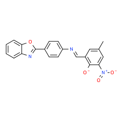 ChemSpider 2D Image | 2-[(E)-{[4-(1,3-Benzoxazol-2-yl)phenyl]imino}methyl]-4-methyl-6-nitrophenolate | C21H14N3O4