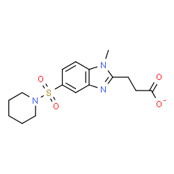 ChemSpider 2D Image | 3-[1-Methyl-5-(1-piperidinylsulfonyl)-1H-benzimidazol-2-yl]propanoate | C16H20N3O4S