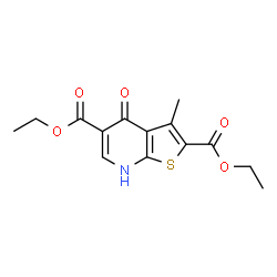 ChemSpider 2D Image | Diethyl 3-methyl-4-oxo-4,7-dihydrothieno[2,3-b]pyridine-2,5-dicarboxylate | C14H15NO5S