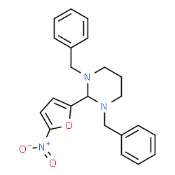 ChemSpider 2D Image | 1,3-Dibenzyl-2-(5-nitro-2-furyl)hexahydropyrimidine | C22H23N3O3