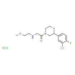 ChemSpider 2D Image | 1-[2-(3-Chloro-4-fluorophenyl)-4-morpholinyl]-2-[(2-methoxyethyl)amino]ethanone hydrochloride (1:1) | C15H21Cl2FN2O3