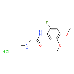ChemSpider 2D Image | N-(2-Fluoro-4,5-dimethoxyphenyl)-N~2~-methylglycinamide hydrochloride (1:1) | C11H16ClFN2O3