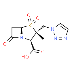 ChemSpider 2D Image | (2S,3R,5R)-3-Methyl-7-oxo-3-(1H-1,2,3-triazol-1-ylmethyl)-4-thia-1-azabicyclo[3.2.0]heptane-2-carboxylic acid 4,4-dioxide | C10H12N4O5S