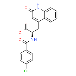 ChemSpider 2D Image | (2R)-2-[(4-Chlorobenzoyl)amino]-3-(2-oxo-1,2-dihydro-4-quinolinyl)propanoate | C19H14ClN2O4