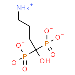 ChemSpider 2D Image | (4-Ammonio-1-hydroxy-1,1-butanediyl)bis(phosphonate) | C4H10NO7P2
