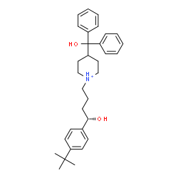 ChemSpider 2D Image | 4-[Hydroxy(diphenyl)methyl]-1-{(4S)-4-hydroxy-4-[4-(2-methyl-2-propanyl)phenyl]butyl}piperidinium | C32H42NO2