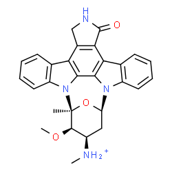 ChemSpider 2D Image | (2S,3R,4R,6R)-3-Methoxy-N,2-dimethyl-16-oxo-29-oxa-1,7,17-triazaoctacyclo[12.12.2.1~2,6~.0~7,28~.0~8,13~.0~15,19~.0~20,27~.0~21,26~]nonacosa-8,10,12,14,19,21,23,25,27-nonaen-4-aminium | C28H27N4O3