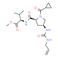 ChemSpider 2D Image | Methyl (4S)-4-[(allylcarbamoyl)amino]-1-(cyclopropylcarbonyl)-L-prolyl-D-valinate | C19H30N4O5