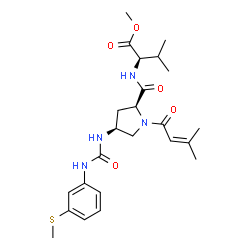 ChemSpider 2D Image | Methyl (4S)-1-(3-methyl-2-butenoyl)-4-({[3-(methylsulfanyl)phenyl]carbamoyl}amino)-L-prolyl-D-valinate | C24H34N4O5S