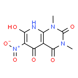 ChemSpider 2D Image | 7-Hydroxy-1,3-dimethyl-6-nitropyrido[2,3-d]pyrimidine-2,4,5(1H,3H,8H)-trione | C9H8N4O6