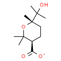 ChemSpider 2D Image | (3R,6S)-6-(2-Hydroxy-2-propanyl)-2,2,6-trimethyltetrahydro-2H-pyran-3-carboxylate | C12H21O4