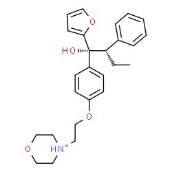 ChemSpider 2D Image | 4-(2-{4-[(1R,2S)-1-(2-Furyl)-1-hydroxy-2-phenylbutyl]phenoxy}ethyl)morpholin-4-ium | C26H32NO4