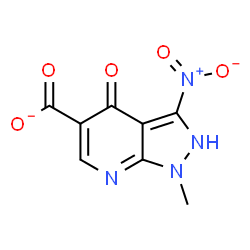 ChemSpider 2D Image | 1-Methyl-3-nitro-4-oxo-2,4-dihydro-1H-pyrazolo[3,4-b]pyridine-5-carboxylate | C8H5N4O5