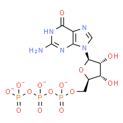 ChemSpider 2D Image | Guanosine 5â€²-(tetrahydrogen triphosphate), ion(4-) | C10H12N5O14P3