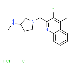 ChemSpider 2D Image | 1-[(3-Chloro-4-methyl-2-quinolinyl)methyl]-N-methyl-3-pyrrolidinamine dihydrochloride | C16H22Cl3N3