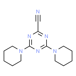 ChemSpider 2D Image | 4,6-Di(1-piperidinyl)-1,3,5-triazine-2-carbonitrile | C14H20N6