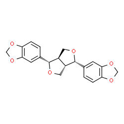 ChemSpider 2D Image | 5,5'-(1S,3aR,4S,6aS)-Tetrahydro-1H,3H-furo[3,4-c]furan-1,4-diylbis(1,3-benzodioxole) | C20H18O6
